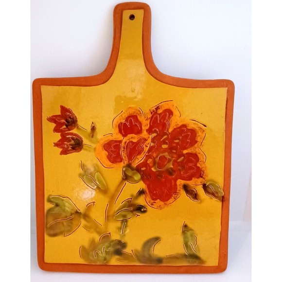 Cheese Board Trivet Decorative Floral Ceramic Nanette Vacher Ambiance 7.5" x 11" - Picture 12 of 13
